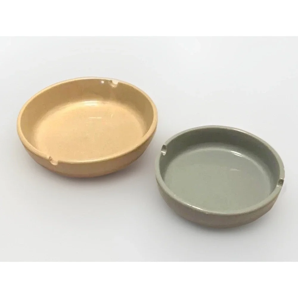 VTG Ceramic Catchall Ashtray MCM Minimalist Boho 2PC Retro Table Decor Staging